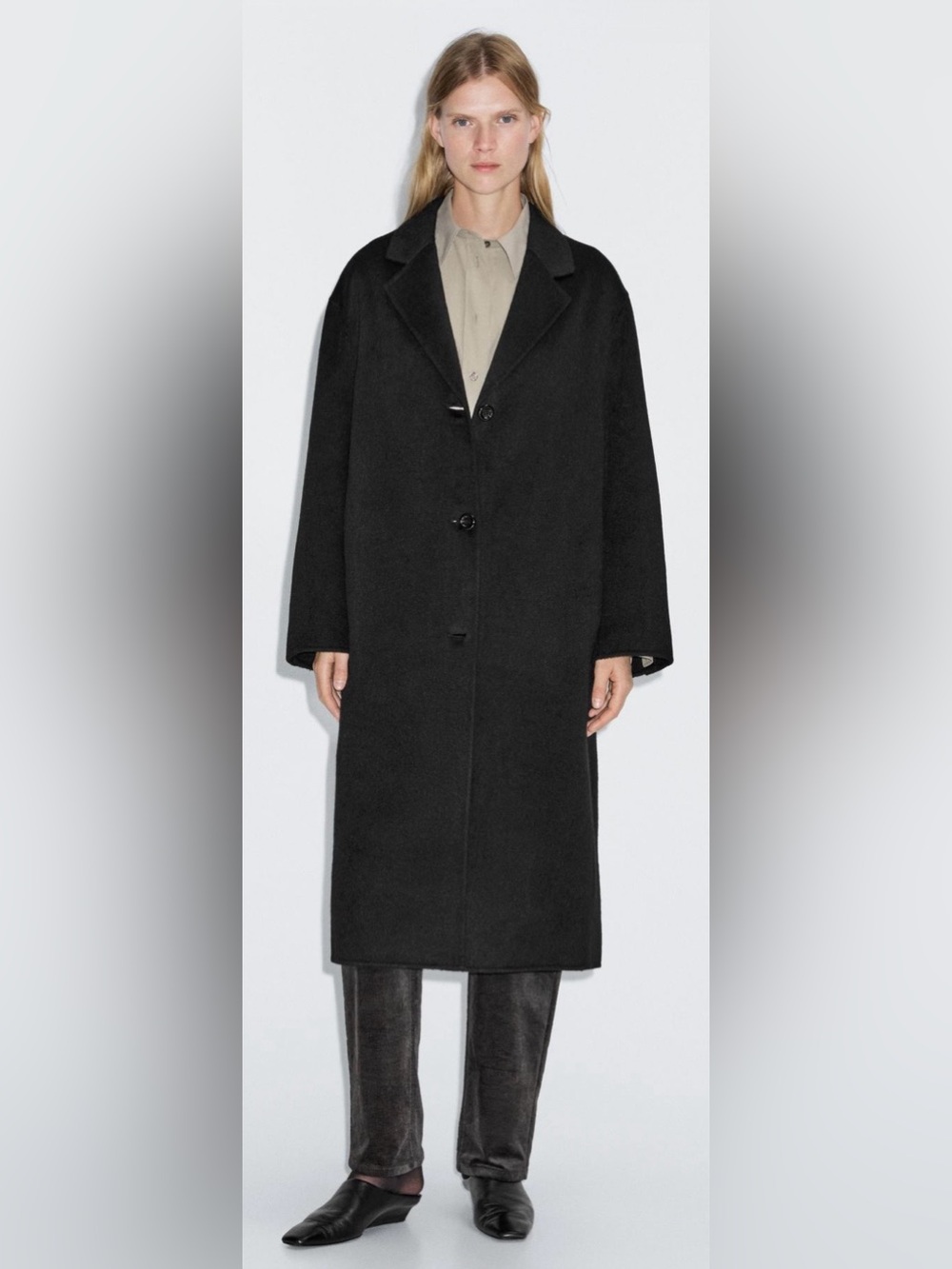 Massimo Dutti Long Wool-Blend Coat